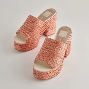 Dolce Vita Elora Heels - Orange Raffia - Size 8.5